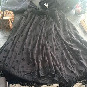 Black Sheer Skirt with Lace Trim